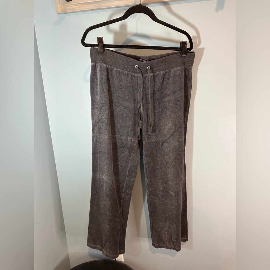Y2k New York & Company Comfort Zone Dark Grey Velour Pants